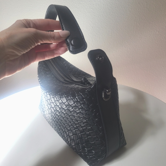 DORIS&JACKY Small Black Hand Tote Handbag Designer Vegan Top Handle Crossbody - Picture 9 of 10